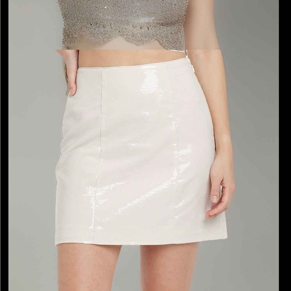 Women's Sequin Mini A-Line Skirt - A New Day™ Cream